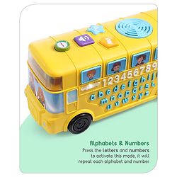 Babyhug Premium Musical Activity Yellow School Bus for Kids|Vehicle Toy with Alphabets, Numbers|Light & Music| Interactive Early Learning Toy | Best Birthday Gift| BIS Certified