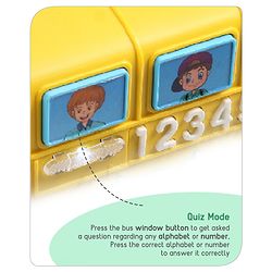 Babyhug Premium Musical Activity Yellow School Bus for Kids|Vehicle Toy with Alphabets, Numbers|Light & Music| Interactive Early Learning Toy | Best Birthday Gift| BIS Certified