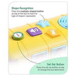 Babyhug Premium Musical Activity Yellow School Bus for Kids|Vehicle Toy with Alphabets, Numbers|Light & Music| Interactive Early Learning Toy | Best Birthday Gift| BIS Certified