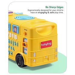 Babyhug Premium Musical Activity Yellow School Bus for Kids|Vehicle Toy with Alphabets, Numbers|Light & Music| Interactive Early Learning Toy | Best Birthday Gift| BIS Certified