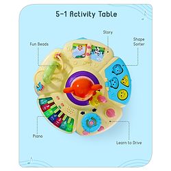 Babyhug Premium Musical Activity Table| Multi Activity Play Table for 1 Year+ Toddlers| Early Learning & Educational Toy with Shapes, Numbers, Colors & Sound| Best Birthday Gift| BIS Certified