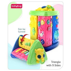 Babyhug Premium Colorful Learning Pyramid with Interactive Play for Babies| Multi Activity Musical Toy with Light, Animal Sound for Toddlers| Fun Educational Toy for 0 to 24 Months Baby| BIS Certified