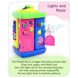 Babyhug Premium Colorful Learning Pyramid with Interactive Play for Babies| Multi Activity Musical Toy with Light, Animal Sound for Toddlers| Fun Educational Toy for 0 to 24 Months Baby| BIS Certified