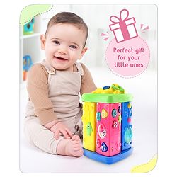 Babyhug Premium Colorful Learning Pyramid with Interactive Play for Babies| Multi Activity Musical Toy with Light, Animal Sound for Toddlers| Fun Educational Toy for 0 to 24 Months Baby| BIS Certified