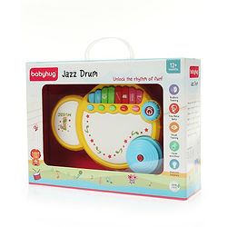 Babyhug Premium 2 in 1 Jazz Drum Piano for Kids- Yellow| Fun Musical Toy with Light for Kids| Sound Toy with 8 Multicolored Piano Keys| Pre-school Musical Instrument Learning for 12 Months+ Kids| BIS Certified