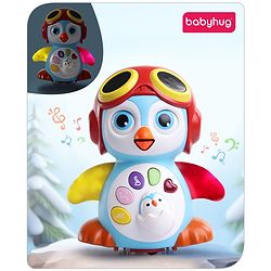 Babyhug Premium 3 in 1 Bump and Go Smart Swing Penguin Colorful Toy for Babies| Eye Blinking Animal Toy With Music, Lights & Sounds For 0-2 Years| Fun Learning Toy for Kids| Best Gift for Toddlers| Non-Toxic| BIS Certified