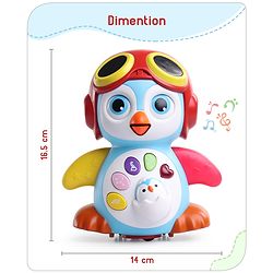 Babyhug Premium 3 in 1 Bump and Go Smart Swing Penguin Colorful Toy for Babies| Eye Blinking Animal Toy With Music, Lights & Sounds For 0-2 Years| Fun Learning Toy for Kids| Best Gift for Toddlers| Non-Toxic| BIS Certified