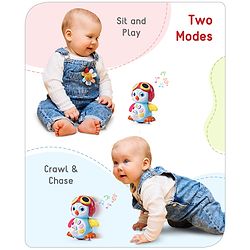 Babyhug Premium 3 in 1 Bump and Go Smart Swing Penguin Colorful Toy for Babies| Eye Blinking Animal Toy With Music, Lights & Sounds For 0-2 Years| Fun Learning Toy for Kids| Best Gift for Toddlers| Non-Toxic| BIS Certified