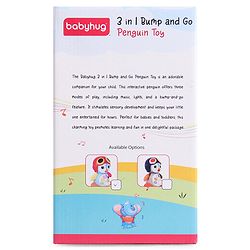 Babyhug Premium 3 in 1 Bump and Go Smart Swing Penguin Colorful Toy for Babies| Eye Blinking Animal Toy With Music, Lights & Sounds For 0-2 Years| Fun Learning Toy for Kids| Best Gift for Toddlers| Non-Toxic| BIS Certified
