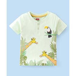 Babyhug Cotton Knit Half Sleeves T-Shirt with Jungle Graphics Print - Green