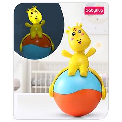 Babyhug Giraffe on Ball Roly Poly Toy |Push and Roll Lights and Music| Child Safe Material| Gifting Toy| BIS Certified| 6 Months+