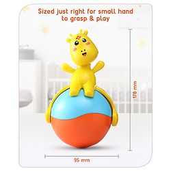 Babyhug Giraffe on Ball Roly Poly Toy |Push and Roll Lights and Music| Child Safe Material| Gifting Toy| BIS Certified| 6 Months+