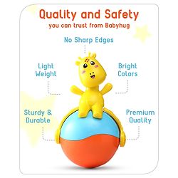 Babyhug Giraffe on Ball Roly Poly Toy |Push and Roll Lights and Music| Child Safe Material| Gifting Toy| BIS Certified| 6 Months+