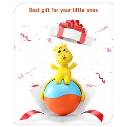 Babyhug Giraffe on Ball Roly Poly Toy |Push and Roll Lights and Music| Child Safe Material| Gifting Toy| BIS Certified| 6 Months+