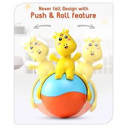 Babyhug Giraffe on Ball Roly Poly Toy |Push and Roll Lights and Music| Child Safe Material| Gifting Toy| BIS Certified| 6 Months+