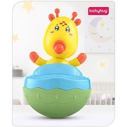 Babyhug Giraffe on Boat Roly Poly Toy |Push and Shake| Attachable Face with Rocking Base|Wobbling Bell Sounds For 6 Months+|  Child Safe Material| Gifting Toy| BIS Certified