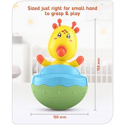 Babyhug Giraffe on Boat Roly Poly Toy |Push and Shake| Attachable Face with Rocking Base|Wobbling Bell Sounds For 6 Months+|  Child Safe Material| Gifting Toy| BIS Certified