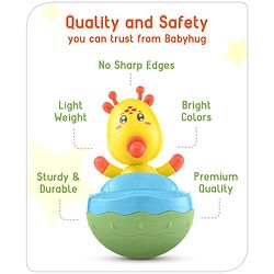 Babyhug Giraffe on Boat Roly Poly Toy |Push and Shake| Attachable Face with Rocking Base|Wobbling Bell Sounds For 6 Months+|  Child Safe Material| Gifting Toy| BIS Certified