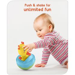 Babyhug Giraffe on Boat Roly Poly Toy |Push and Shake| Attachable Face with Rocking Base|Wobbling Bell Sounds For 6 Months+|  Child Safe Material| Gifting Toy| BIS Certified
