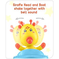 Babyhug Giraffe on Boat Roly Poly Toy |Push and Shake| Attachable Face with Rocking Base|Wobbling Bell Sounds For 6 Months+|  Child Safe Material| Gifting Toy| BIS Certified