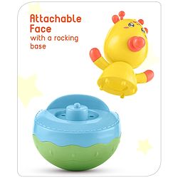 Babyhug Giraffe on Boat Roly Poly Toy |Push and Shake| Attachable Face with Rocking Base|Wobbling Bell Sounds For 6 Months+|  Child Safe Material| Gifting Toy| BIS Certified