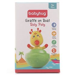 Babyhug Giraffe on Boat Roly Poly Toy |Push and Shake| Attachable Face with Rocking Base|Wobbling Bell Sounds For 6 Months+|  Child Safe Material| Gifting Toy| BIS Certified