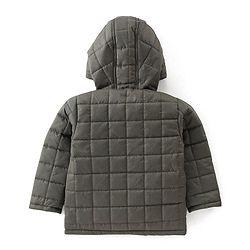 Babyhug Woven Full Sleeves Solid Color Reversible Hooded Jacket - Olive Green & Navy Blue