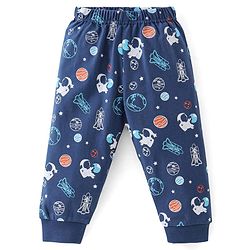 Babyhug Cotton Full Sleeves T-Shirt & Pyjama Set Solar System Print - Navy Blue