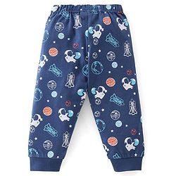 Babyhug Cotton Full Sleeves T-Shirt & Pyjama Set Solar System Print - Navy Blue