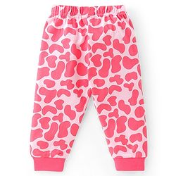 Babyhug Cotton Knit Full Sleeves Night Suit Giraffe Print - Pink