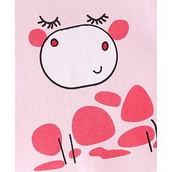 Babyhug Cotton Knit Full Sleeves Night Suit Giraffe Print - Pink