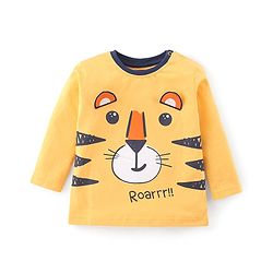 Babyhug Single Jersey Knit Full Sleeves Nightsuit Tiger Printed - Yellow