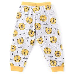 Babyhug Single Jersey Knit Full Sleeves Nightsuit Tiger Printed - Yellow