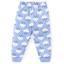 Babyhug Single Jersey Knit Full Sleeves Night Suit Text Printed - Blue & Pink
