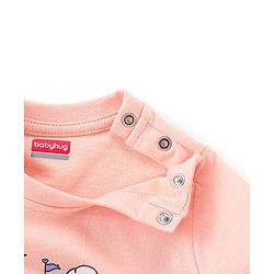 Babyhug Single Jersey Knit Full Sleeves Night Suit Text Printed - Blue & Pink