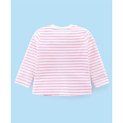 Babyhug Cotton Knit Full Sleeves Night Suit With Giraffe Print & Striped - Pink