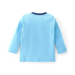 Babyhug Cotton Knit Full Sleeves Night Suit With Leopard Print & Embroidery - Blue