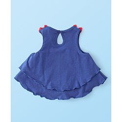 Babyhug 100% Cotton Sleeveless Top & Skirt Set Text Print- Blue & White