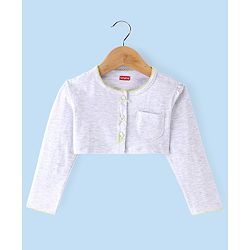 Babyhug 100% Cotton Knit Frock with Full Sleeves Jacket Solid Colour - Yellow