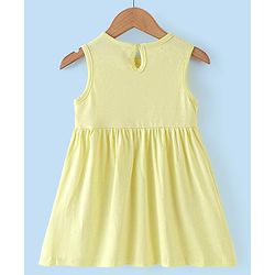 Babyhug 100% Cotton Knit Frock with Full Sleeves Jacket Solid Colour - Yellow