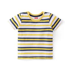 Babyhug 100% Cotton Knit Half Sleeves T-Shirts with Graphics Pack of 3 - Yellow Navy Blue & Grey