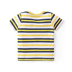 Babyhug 100% Cotton Knit Half Sleeves T-Shirts with Graphics Pack of 3 - Yellow Navy Blue & Grey