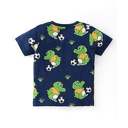 Babyhug 100% Cotton Knit Half Sleeves T-Shirts with Graphics Pack of 3 - Yellow Navy Blue & Grey