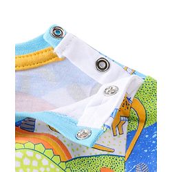 Babyhug Cotton Knit Half Sleeves T-Shirt with Dino World Graphics - Multicolour