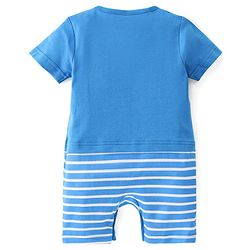 Babyhug 100% Cotton Knit Half Sleeves Romper Lion Print - Blue