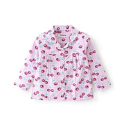 Babyhug Cotton Woven Full Sleeves Night Suit Berry Print - White