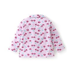 Babyhug Cotton Woven Full Sleeves Night Suit Berry Print - White