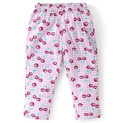 Babyhug Cotton Woven Full Sleeves Night Suit Berry Print - White