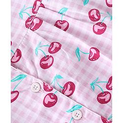 Babyhug Cotton Woven Full Sleeves Night Suit Berry Print - White