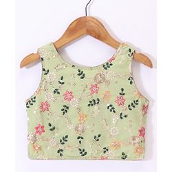 Babyhug Woven Sleeveless Choli With Lehenga & Dupatta Embroidery & Sequine Detailing - Green